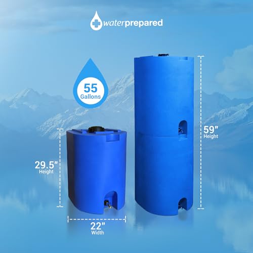 WaterPrepared 3 Pack 55 Gallon Stackable Water Tank Blue
