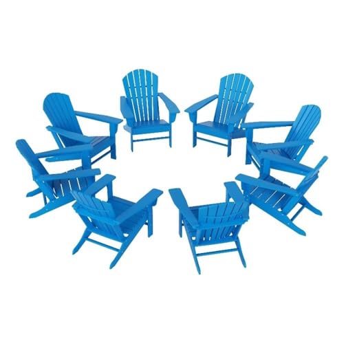 Costaelm Portside Classic Outdoor Adirondack Chairs Set of 8 Pacific Blue