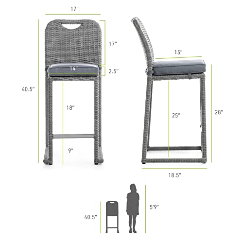 Greemotion USA Cyprus 6-Piece PE Wicker Outdoor Chairs with Cushions Grey