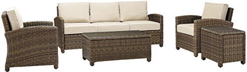 Crosley Furniture Bradenton 5-Piece Outdoor Sofa Set Brown with Sand Cushions