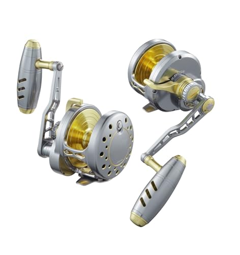 Black Hall Outfitters Maxel Rage Pro 80 LGD Silent Lever Dual Drag Reel Light Gray / Light Gold