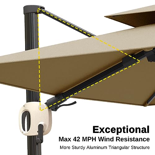 EAST OAK 10ft Square Patio Umbrella Tan