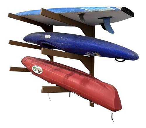 Log Kayak Rack Wall Kayak Holder Recycled Plastic Surfboard Rack Nutmeg Brown