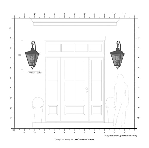 Livex Transitional Four Light Outdoor Wall Lantern Cambridge Collection Antique Brass