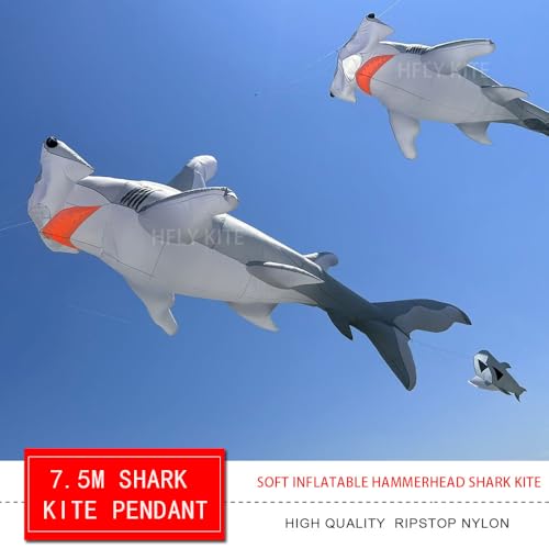 Yingfeida HFLY 7.5m Hammerhead Shark Kite Ripstop Nylon Grey