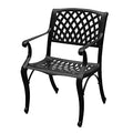 Oakland Living Modern Ornate Outdoor Mesh Aluminum 59-in Round Patio Dining Set with Lazy Susan and Six Chairs Black