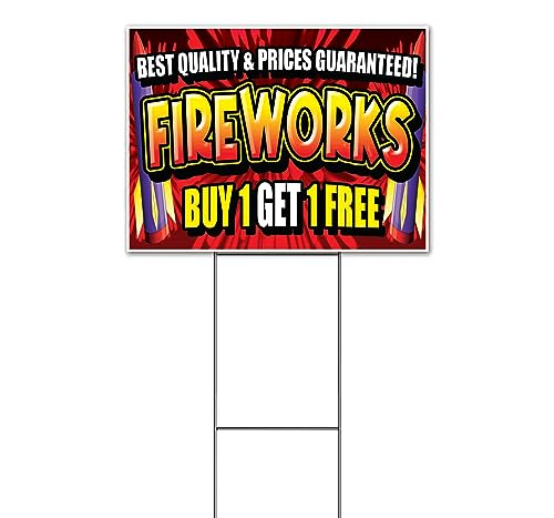 TampaPrinting Fireworks Yard Sign 18" x 24" with Metal Stake