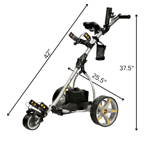 BAT-CADDY ELECTRIC GOLF CADDY X3R Sealed Lead 18-Hole Battery Powered Golf Push Cart Titanium Silver
