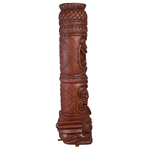 Design Toscano S/2 Grand Island Tiki Totem Statues Faux Woodtone Finish