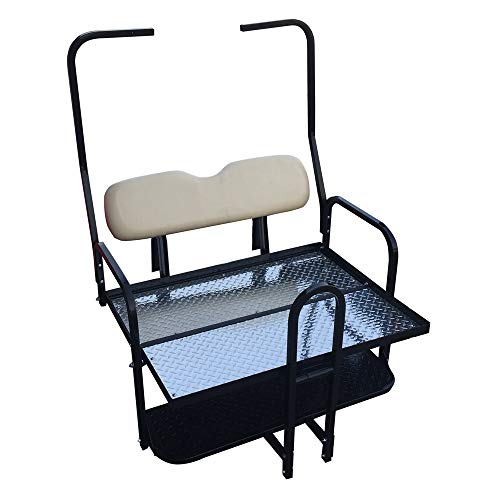 Performance Plus Carts Club Car DS Golf Cart Rear Flip Back Seat Kit for 1982-2000.5 - Factory Buff - Light Tan Black