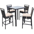 Armen Living Tropez Patio Wicker Bar Set Black