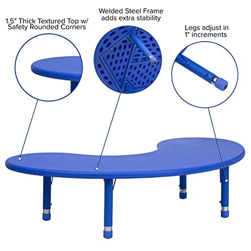EMMA + OLIVER Half-Moon Blue Plastic Adjustable Activity Table