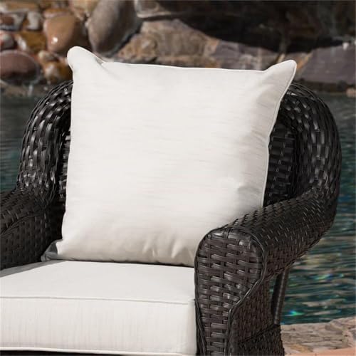 Afuera Living Outdoor Dark Brown Wicker Swivel Rocking Chair Set of 4 with Beige Cushions Brown