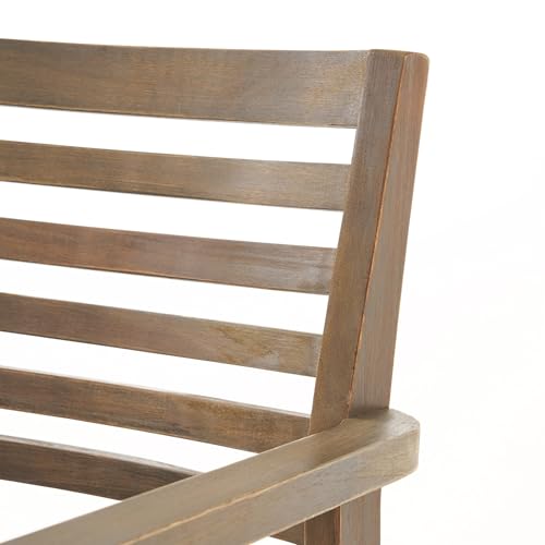 Christopher Knight Home Atlantic Outdoor Acacia Wood and Iron 9 Piece Dining Set Gray Black Dark Gray