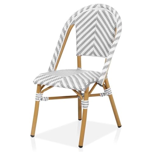 Furniture of America Acti Modern Aluminum Patio Dining Chair Set of 4 Gray