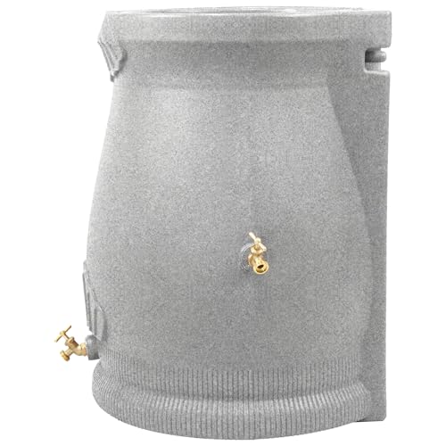 Good Ideas Rain Wizard 50 Gallon Rain Saver Barrel Water Storage Urn with Planter Space and 2 Brass Spigots Oak