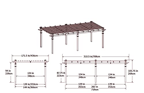 Vita Regency Grande 12' x 24' Vinyl Pergola White