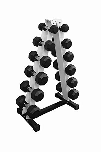 Ader Sporting Goods Black Rubber Dumbbell Set with Rack