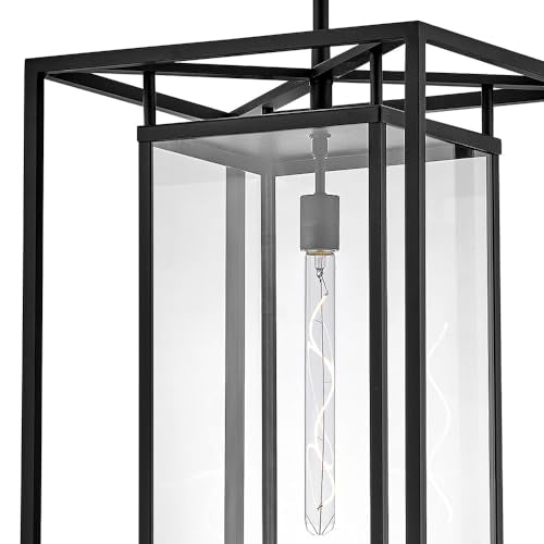 Hinkley Max Extra Large Outdoor Hanging Lantern - Estate Series, 1-Light Transitional, Clear Glass, Aluminum - Black