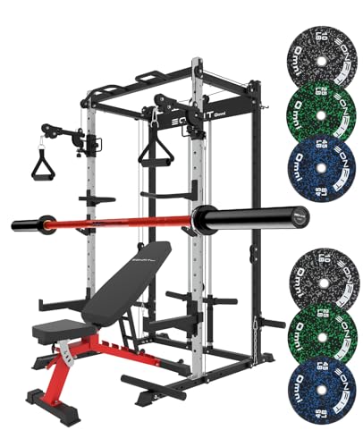 EonfitOmni Power Rack with Pulley System Home Gym Pack Black