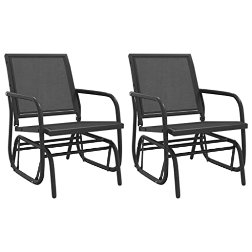 Xinxinxiang 3 Piece Garden Glider Set Outdoor Patio Furniture Black Textilene and Steel