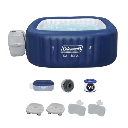 Coleman SaluSpa Atlantis AirJet Inflatable Hot Tub with Accessories Blue