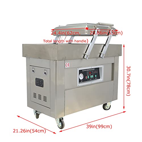 INTSUPERMAI Commercial Two Chamber Vacuum Sealer Stainless Steel Silver