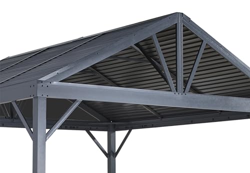 Sojag 8' x 8' Sanibel I Hardtop Gazebo Outdoor Weather-Resistant Aluminum Frame Light Grey