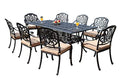 GrandPatioFurniture.com CBM Patio Elisabeth Cast Aluminum 9 Piece Dining Set with 8 Arm Chairs Black Brown