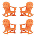 Costaelm Keller HDPE Plastic Outdoor Rocking Chair Set of 4 Orange
