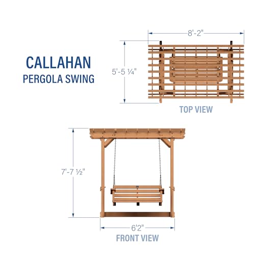 Backyard Discovery Callahan Cedar Wood Outdoor Pergola Swing Bench Light Brown