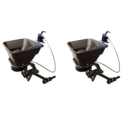 Field Tuff 12V ATV Hitch Mount Receiver 80 lb Fertilizer Spreader Black (2 Pack)