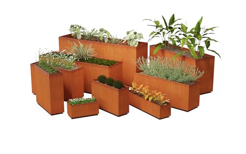 Plantercraft Corten Steel Rectangle Planter Brown 60" x 20" x 24
