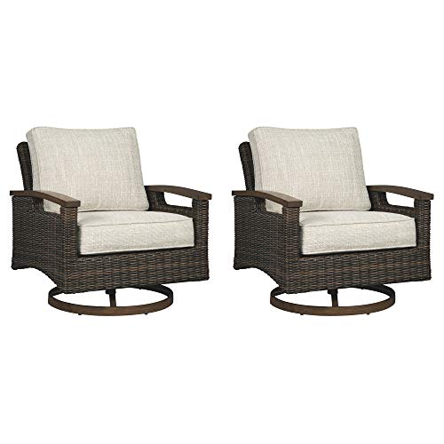 Signature Design by Ashley Paradise Trail Outdoor Swivel Lounge Chair Set, 2 Count Medium Brown