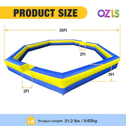 OZIS 26FT Inflatable Gaga Ball Pit with Built-in Blower Blue & Yellow