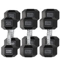 Iron Crush Hex Dumbbell Sets - Heavy Duty PVC Coated Weights, Chrome-Plated Handles
