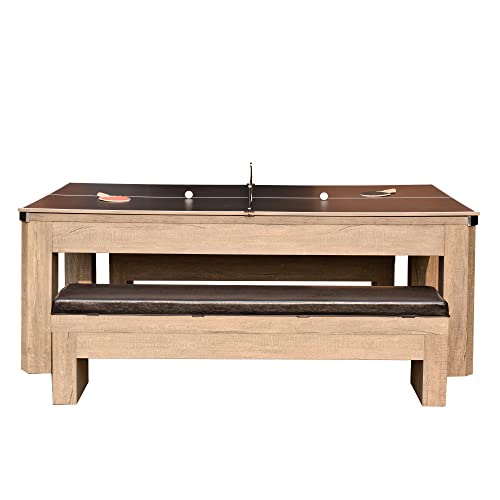Hathaway Newport 7-ft Pool Table Combo Set with Benches Rustic Gray
