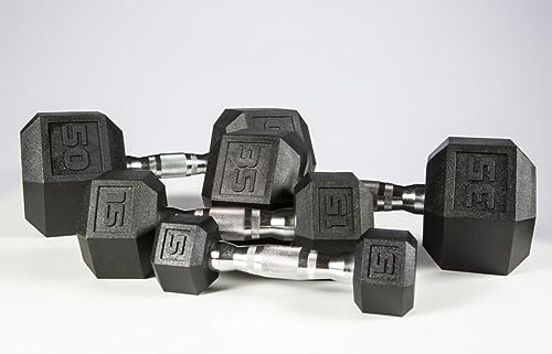 York Barbell Premium PVC Hex Dumbbell Set 5-50 lb Black