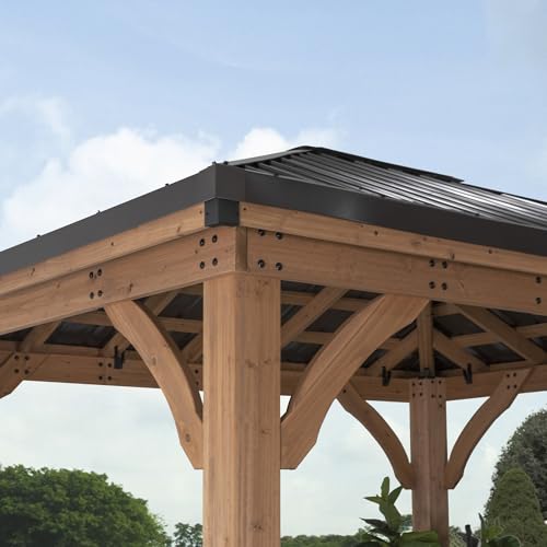 Backyard Discovery Barrington 12' x 10' Cedar Wood Outdoor Gazebo Pavilion Brown