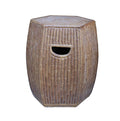 Orientliving Chinese Hexagon Bamboo Theme Garden Stool Brown