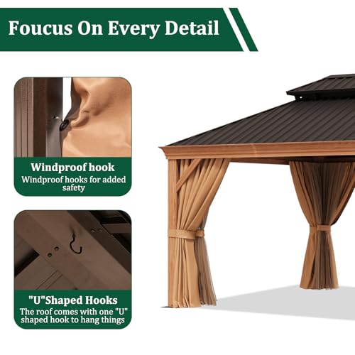 Sonegra 12' x 16' Hardtop Gazebo Brown