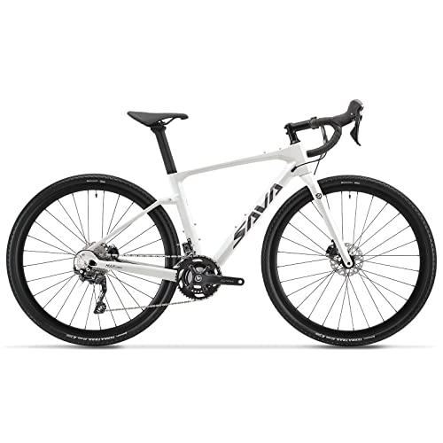 SAVADECK Carbon Gravel Road Bike Shimano GRX400 20-Speed White 54cm