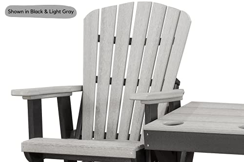 DutchCrafters Slat Fan Back Double Poly Adirondack Glider Outdoor Patio Chairs Black & Weatherwood