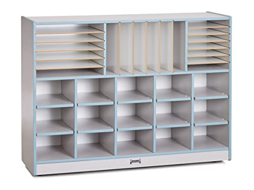 Jonti-Craft Rainbow Accents Sectional Cubbie-Tray Mobile Unit with Trays Coastal Blue