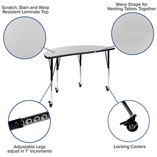 Flash Furniture Emmy Mobile Activity Table Set with Student Stack Chairs Grey