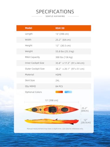 SEAFLO Premium Sit-in Kayak EDGE13 Yellow/Red