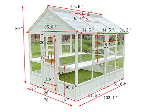 Zylina XL Hobby Greenhouse White 103"x78"x89