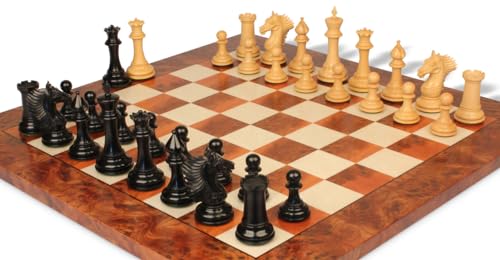 The Chess Store Copenhagen Staunton Chess Set Ebony & Boxwood with Elm Burl & Erable Board 4.5" King
