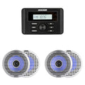 KICKER Marine Gauge-Style Source with 2 Pair 6.5" Thin-Mount LED Speakers Bundle
