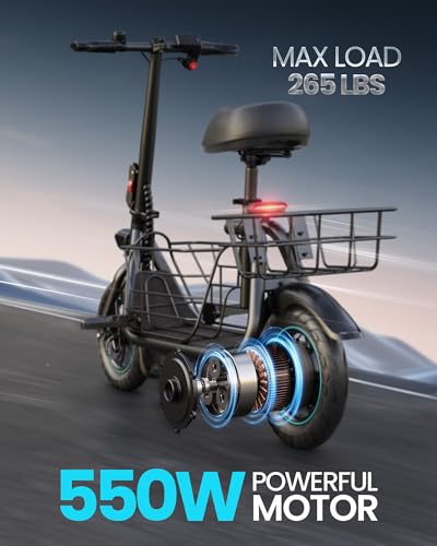 Gyroor Adults Electric Scooter 550W Foldable with Basket Black-FP9